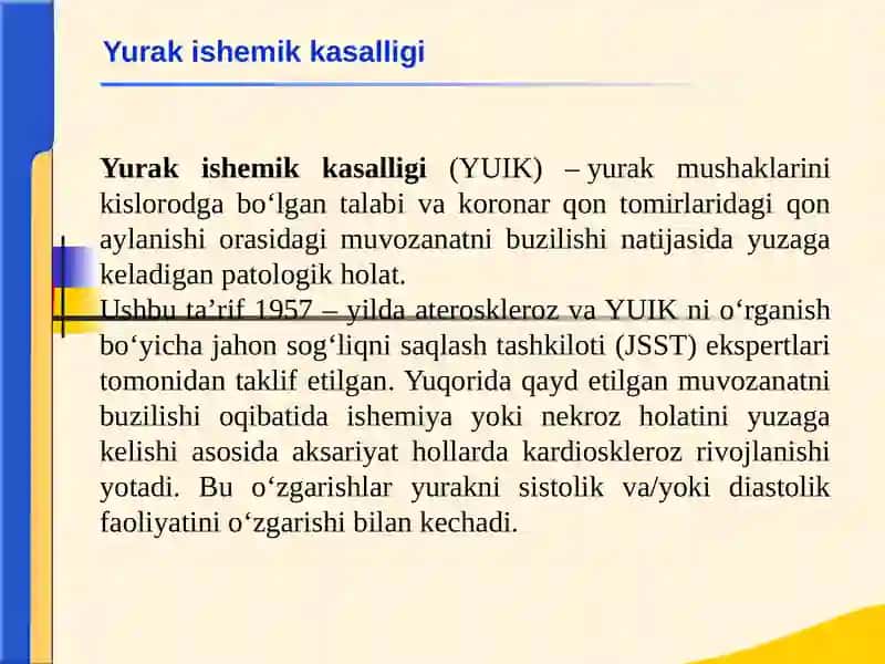 Yurak ishemik kasalligi (YUIK) 2