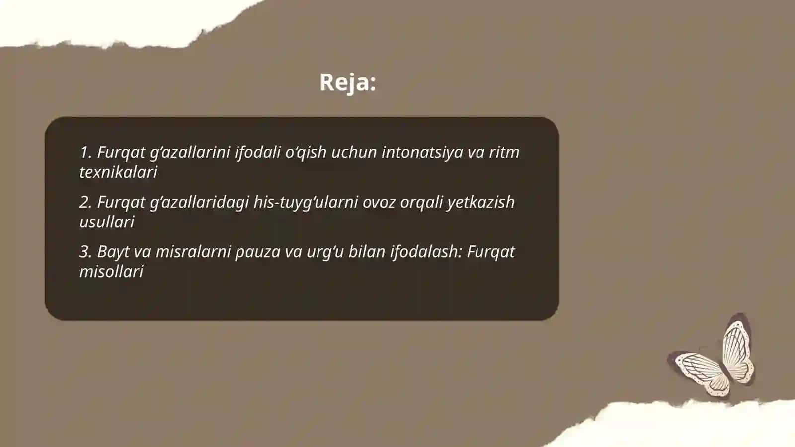 Furqat g‘azallarini ifodali o‘qish va sharhlash 2