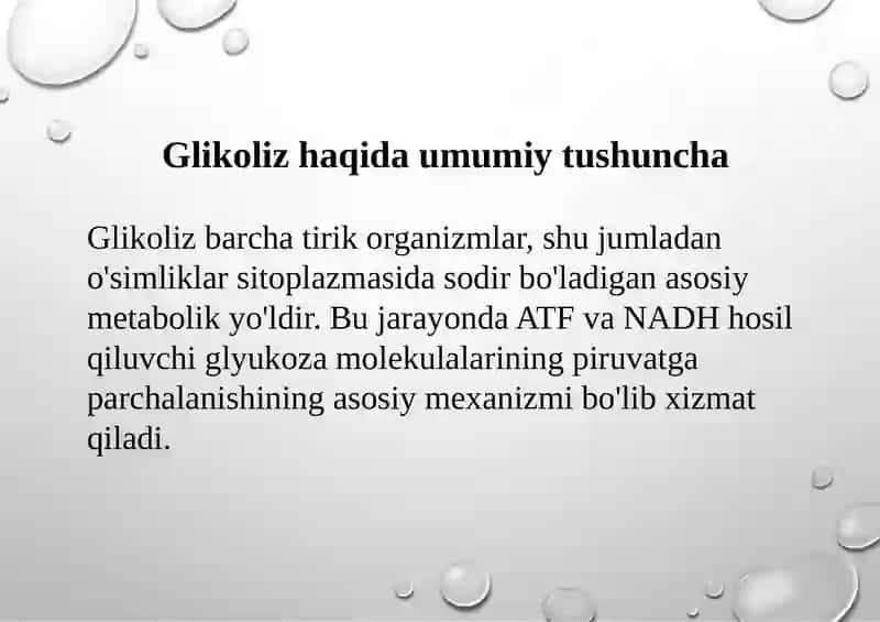 Glikoliz va uning hujayra metabolizmidagi o‘rni 2