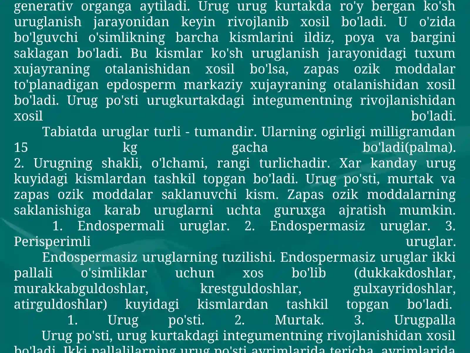 URUG', MEVA TUZILISHI VA TIPLARI 2