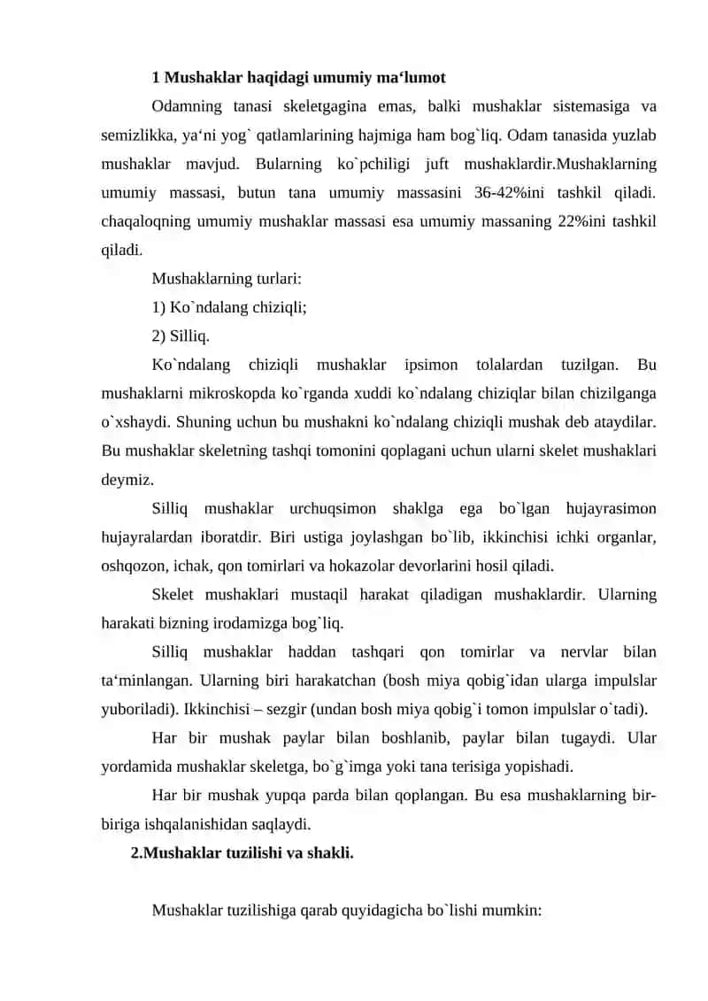 Mushaklar tuzilishi va harakati 2