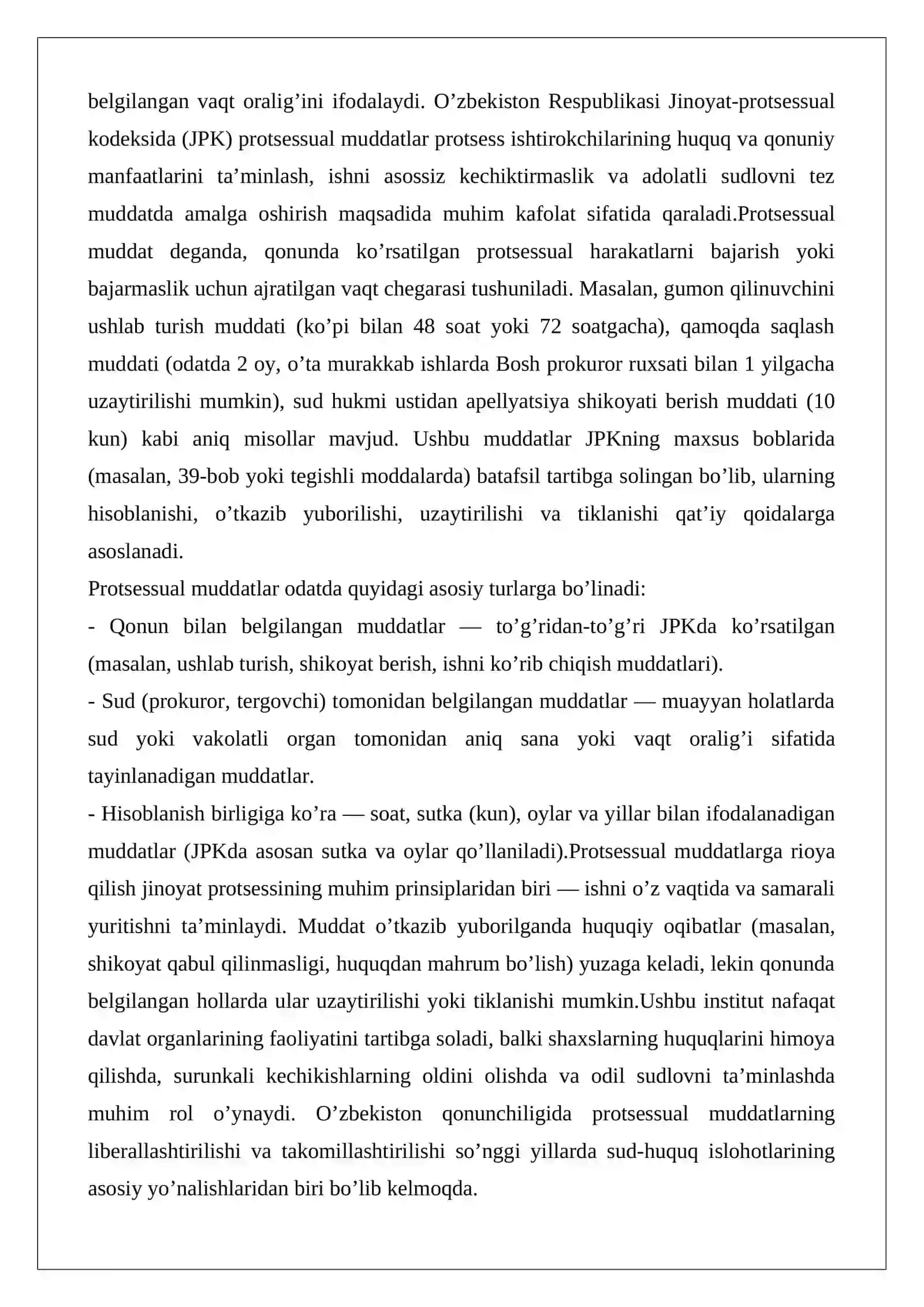 Protsessual muddatlar tushunchasi va turlari 2