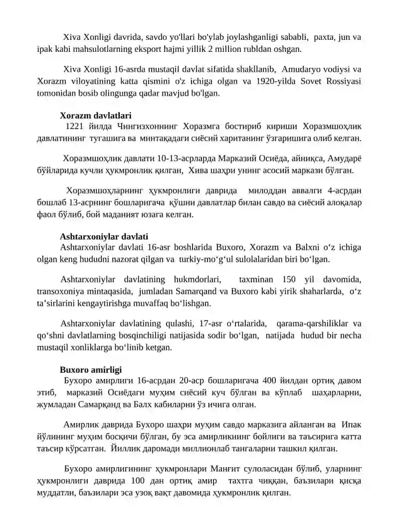 Òzbek davlatchiligining tarixiy bosqichlari 2