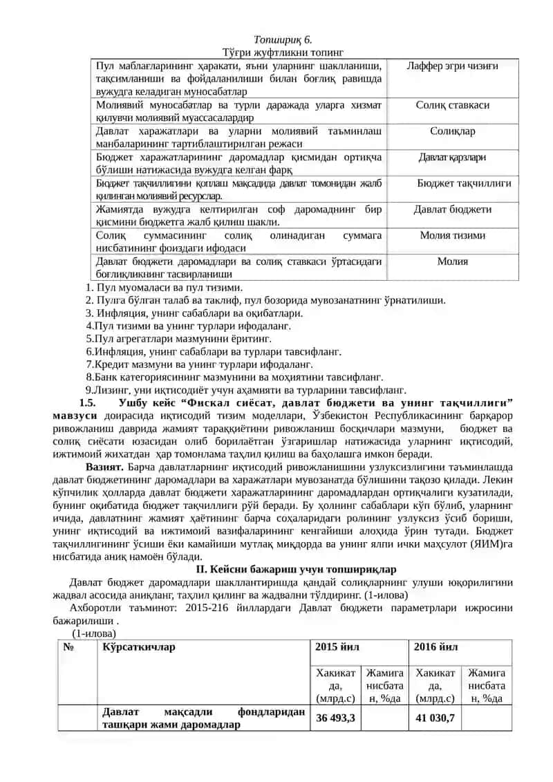 Молия тизими ва молиявий сиёсат 2