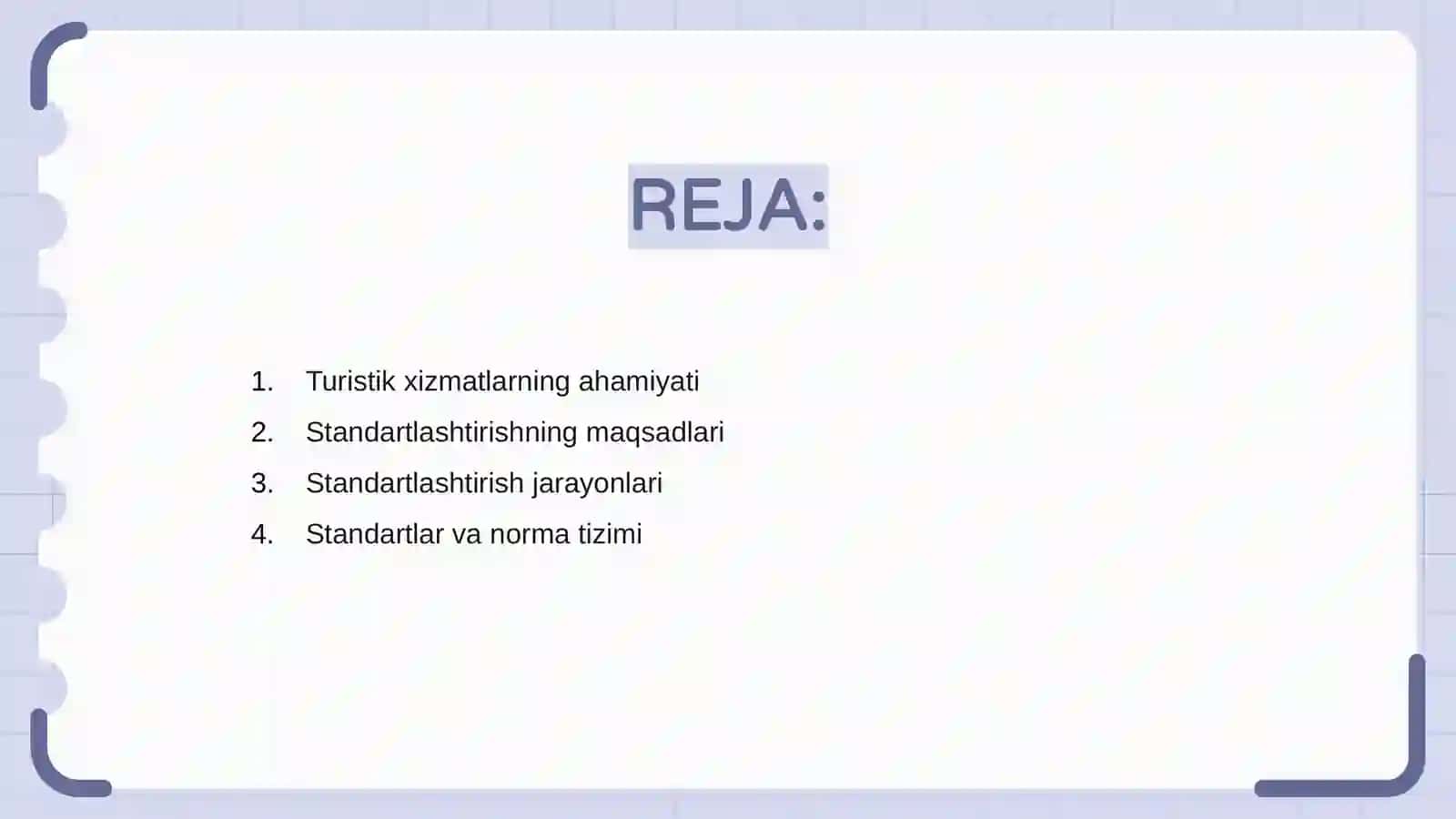 Turistik xizmatlarni standartlashtirish 2
