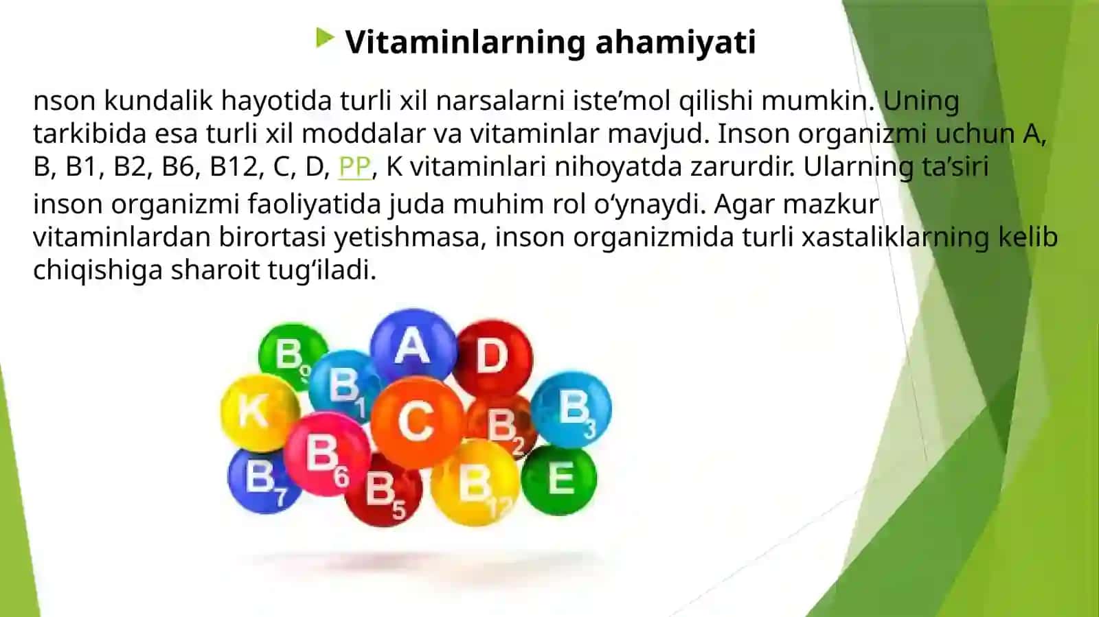 Vitaminlarning ahamiyati 2