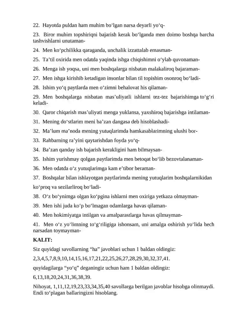 Motivatsiya va motivlarni o’rganish metodlari 2