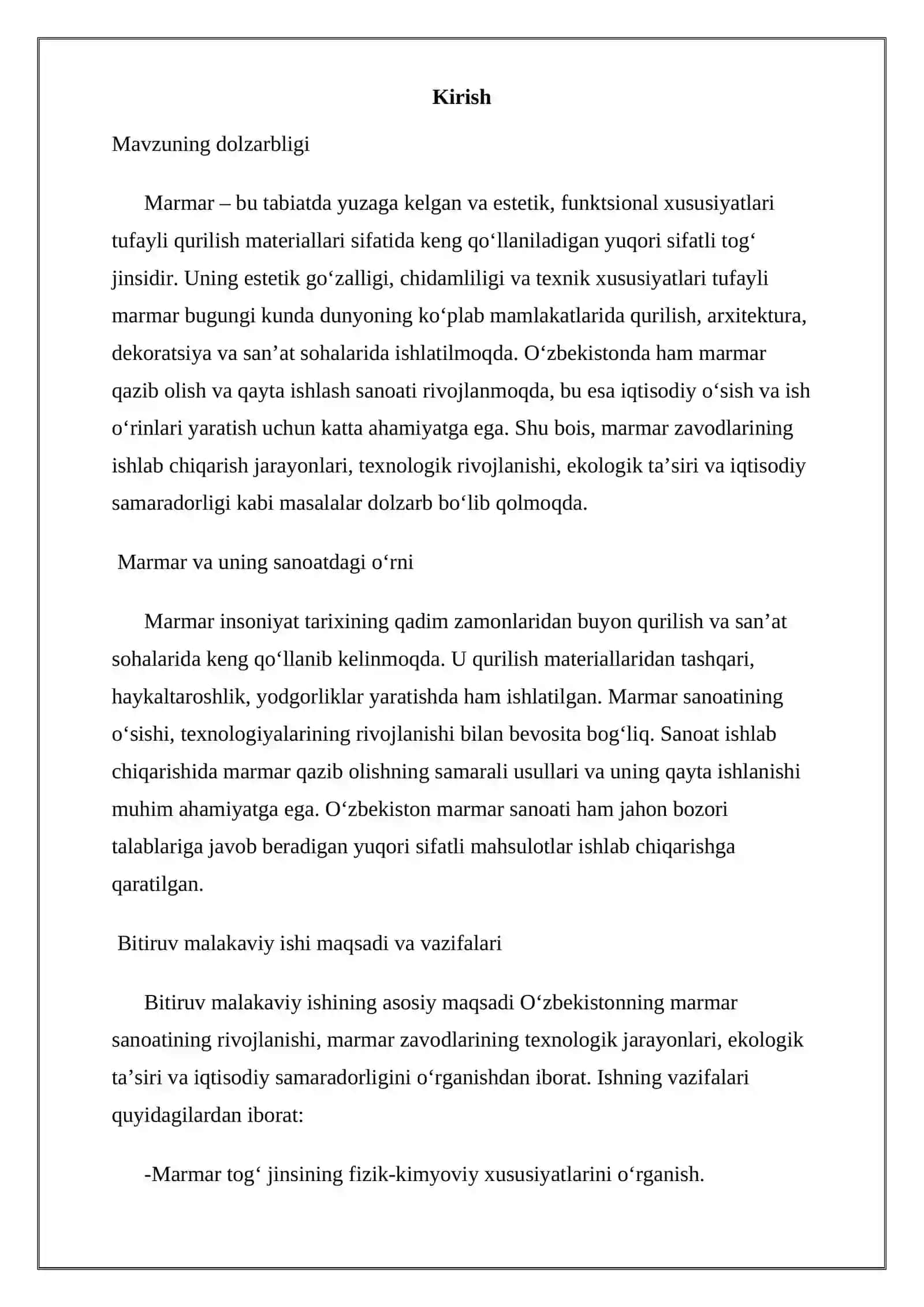 Marmar sanoatining rivojlanish tarixi 2