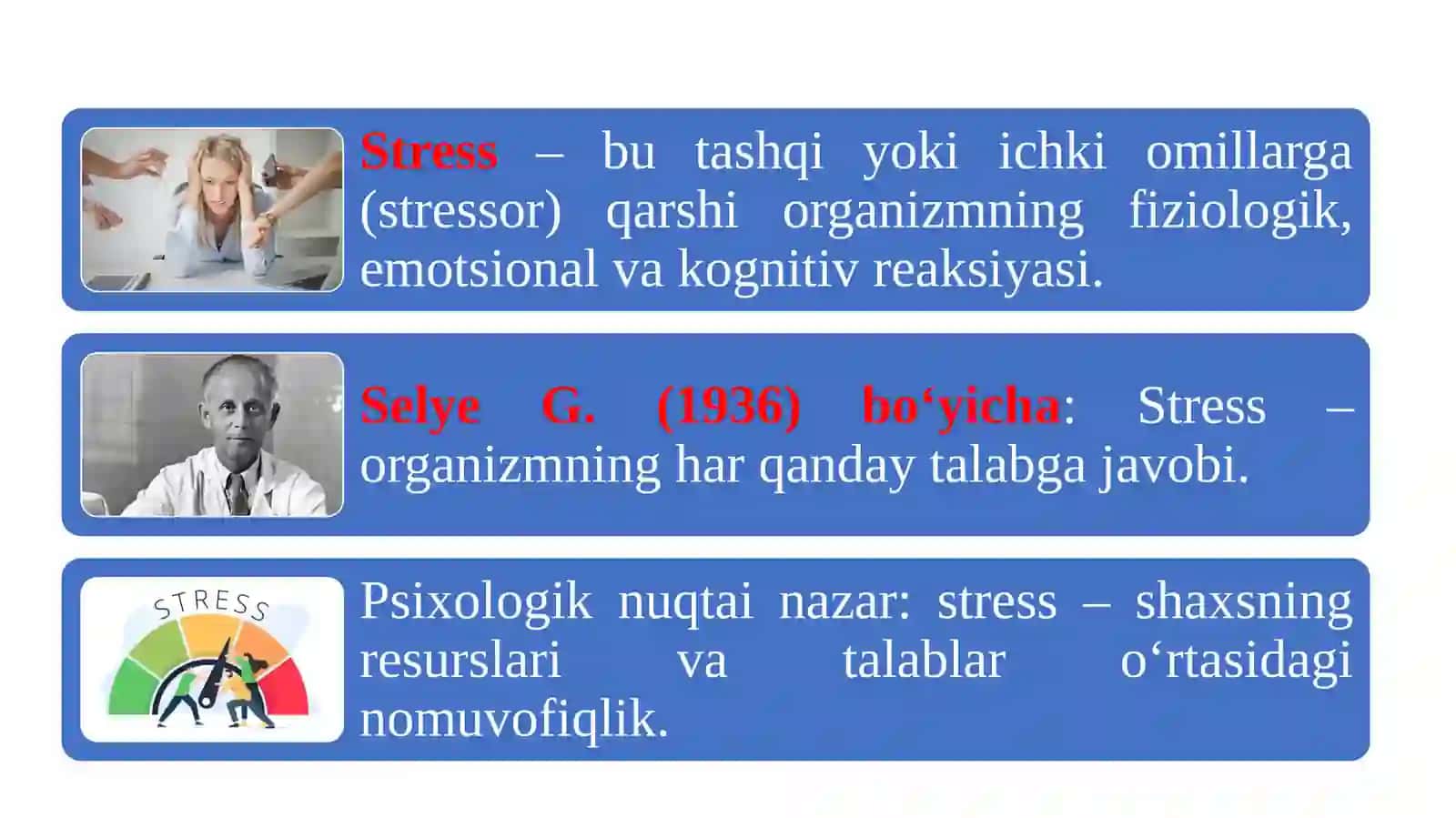 Stressni bartaraf etish treninglari. 2