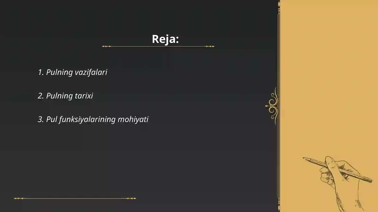 Pul funktsiyalari 2