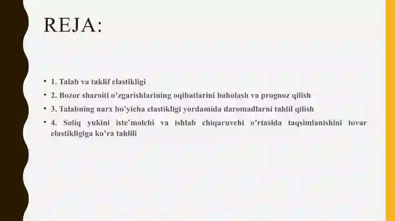 Talab va taklif elastikligi 2