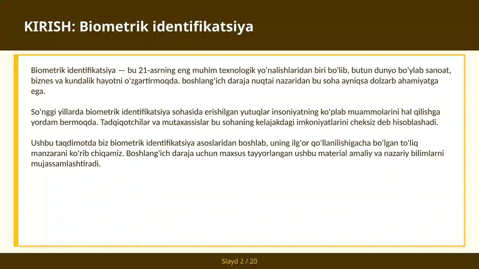 Biometrik identifikatsiya 2