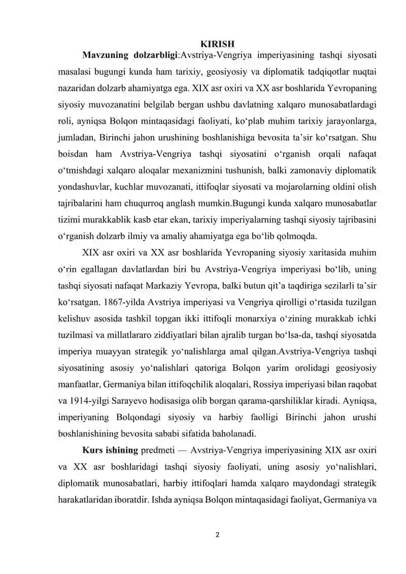 Avstriya-Vengriya imperiyasi tashqi siyosati 2