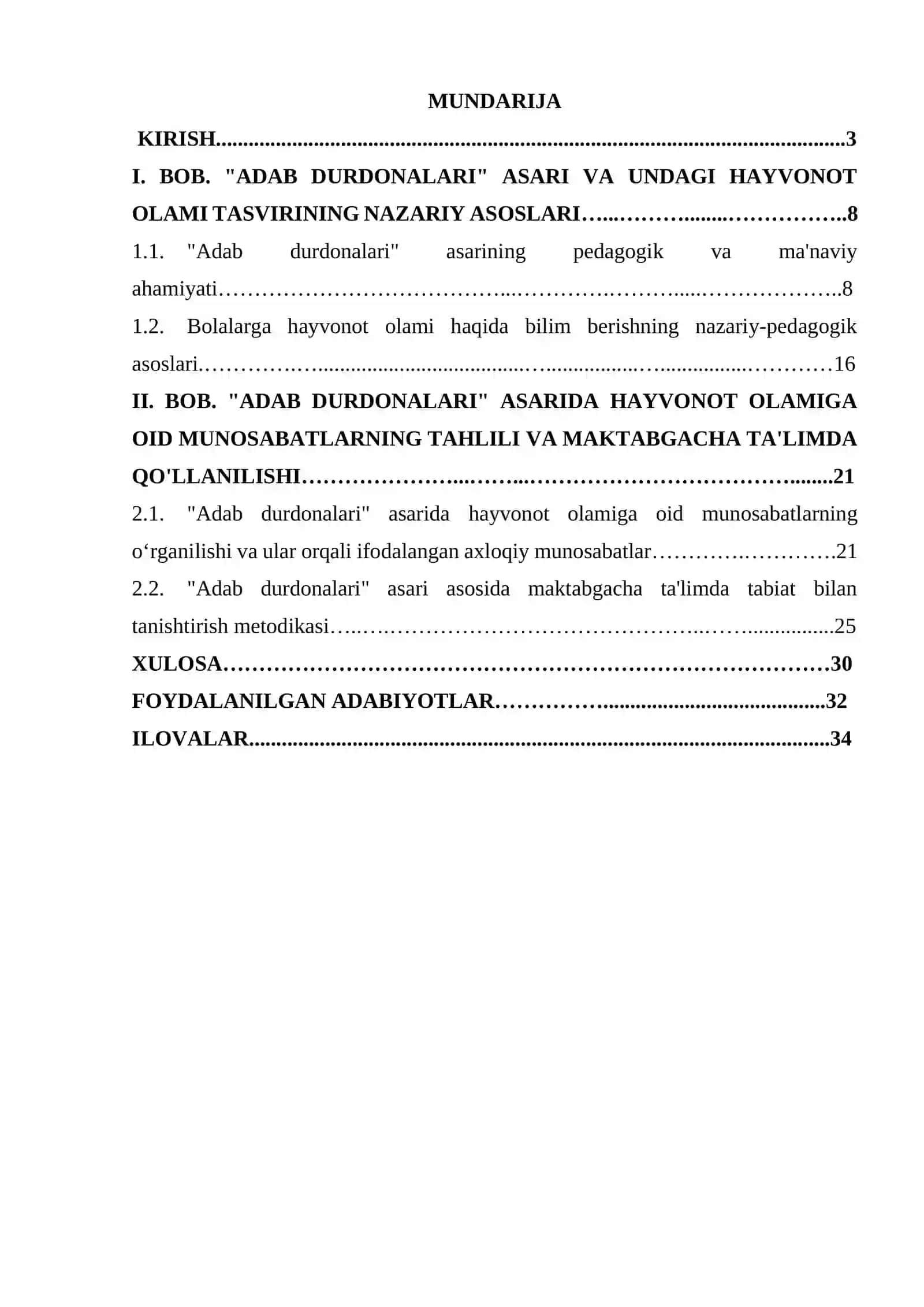 "Adab durdonalari" asarida hayvonot olamiga oid munosabatlarning o’rganilishi 2