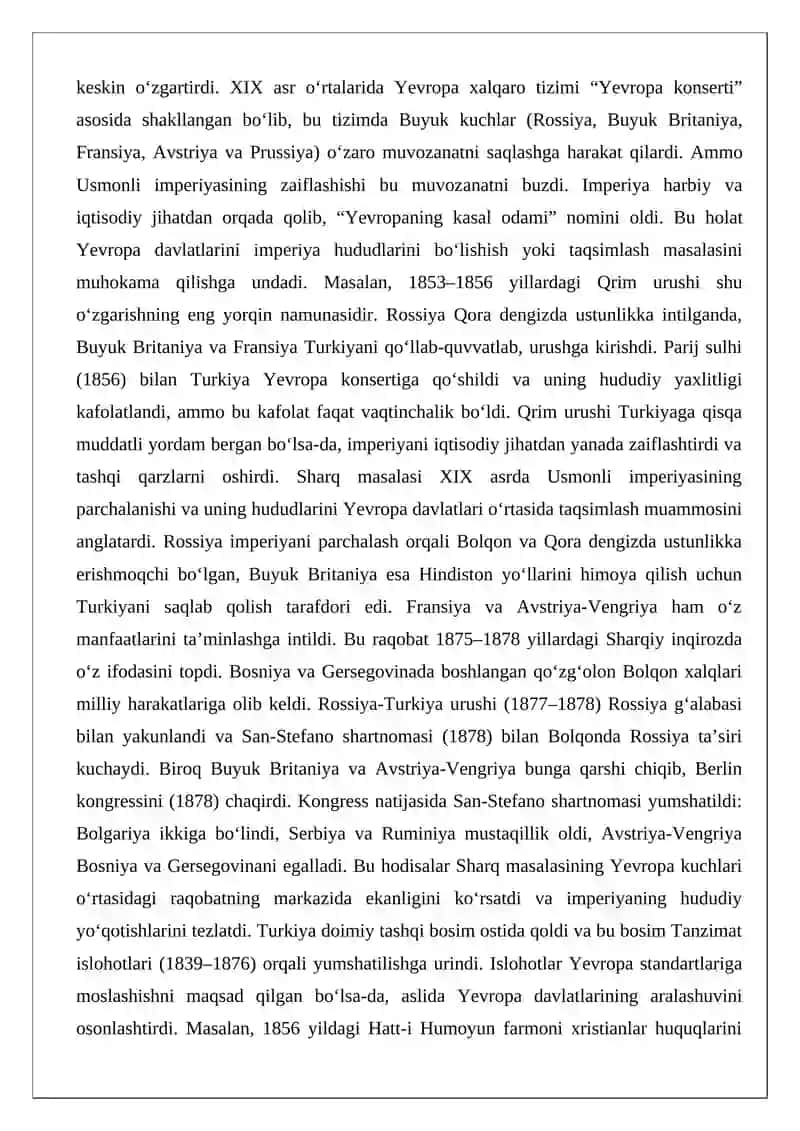 Turkiyaning XIX asrning ikkinchi yarmida xalqaro ahvoli 2