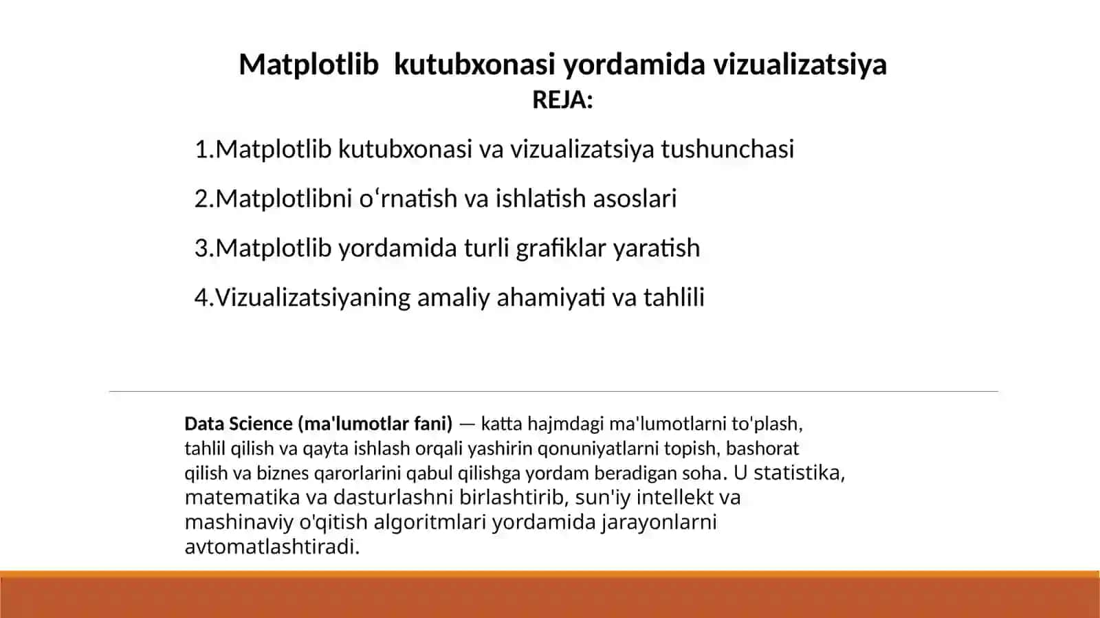 Matplotlib va Seaborn  kutubxonalari yordamida vizualizatsiya 2