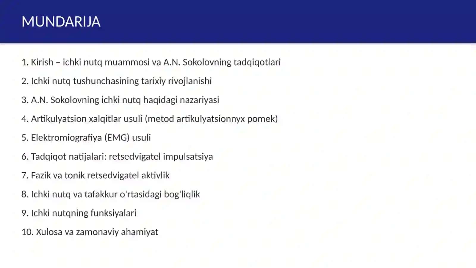 Ichki nutqni psixofiziologik tadqiq etish(A.N.Sokolov) 2