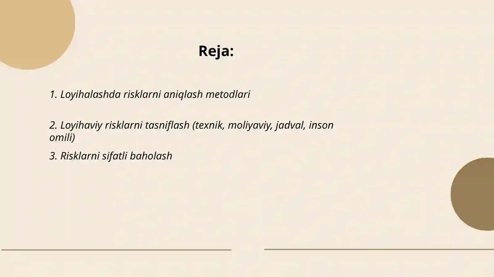 Loyihalashda risklarni boshqarish 2
