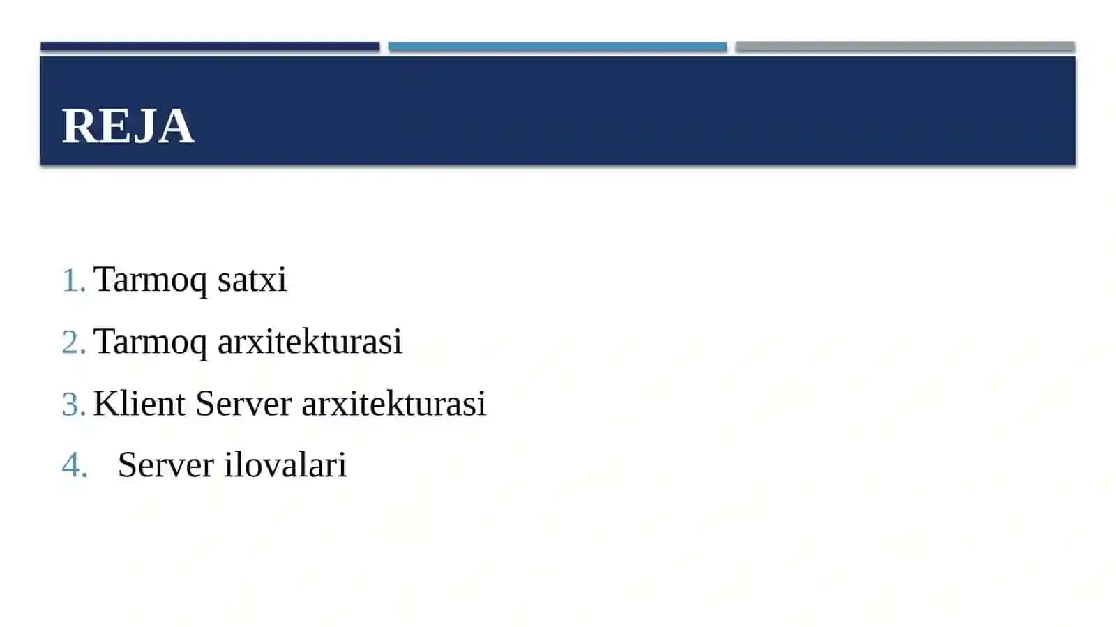 MA’RUZA: TARMOQ SATXIDA AXBOROTNI QO`RIQLASH 2