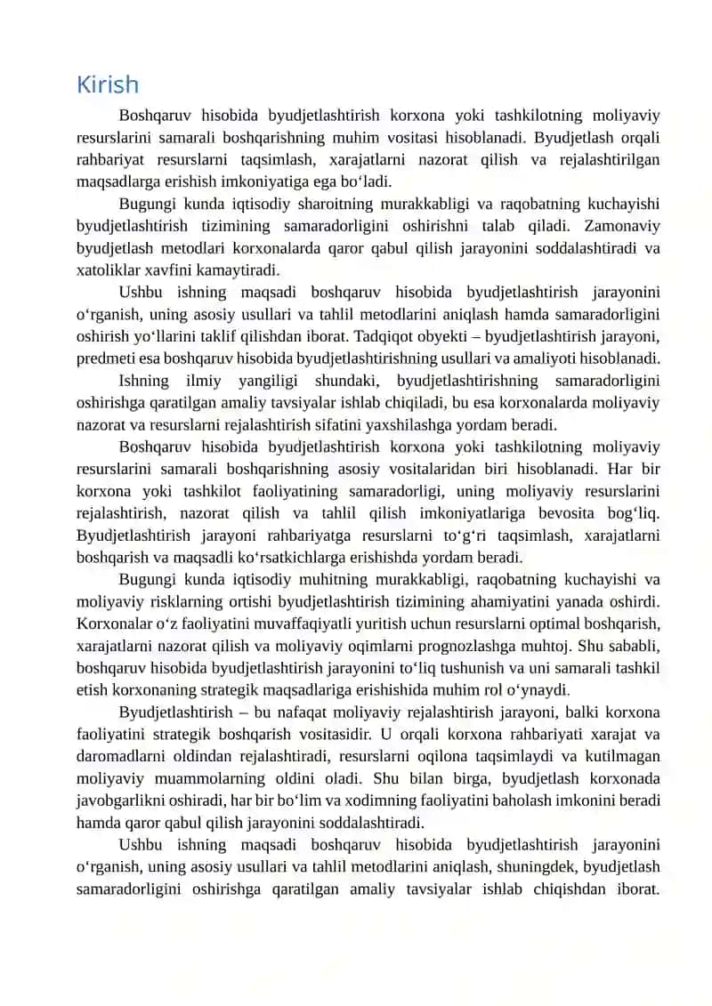 Boshqaruv hisobida byudjetlashtirish 2