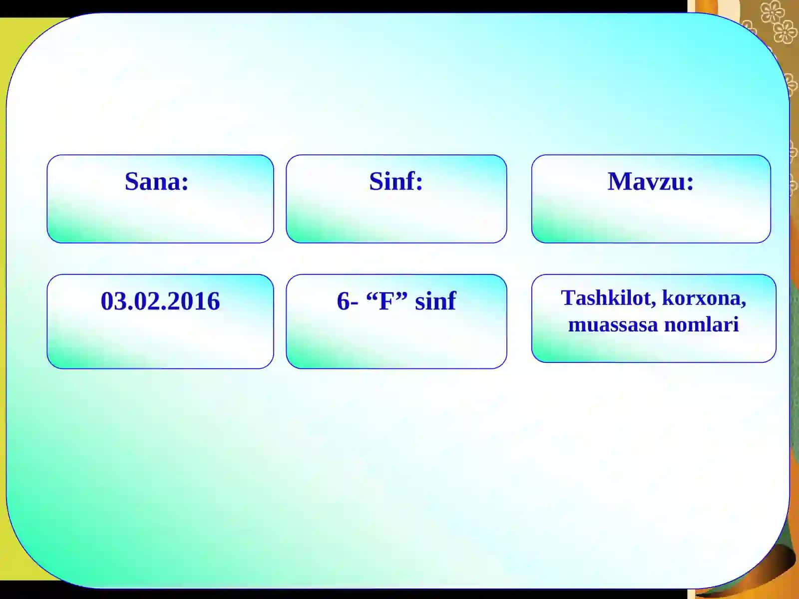 Tashkilot, korxona, muassasa nomlari 2