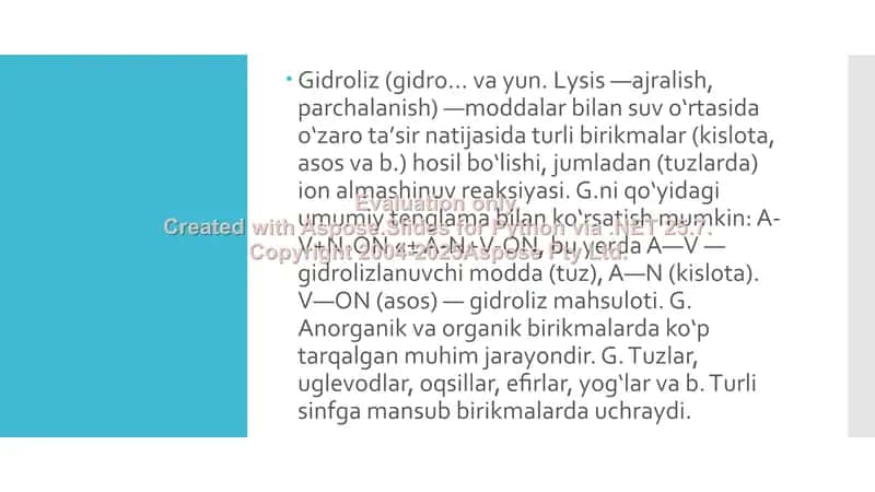 Gidrolizdagi alohida holatlar 2