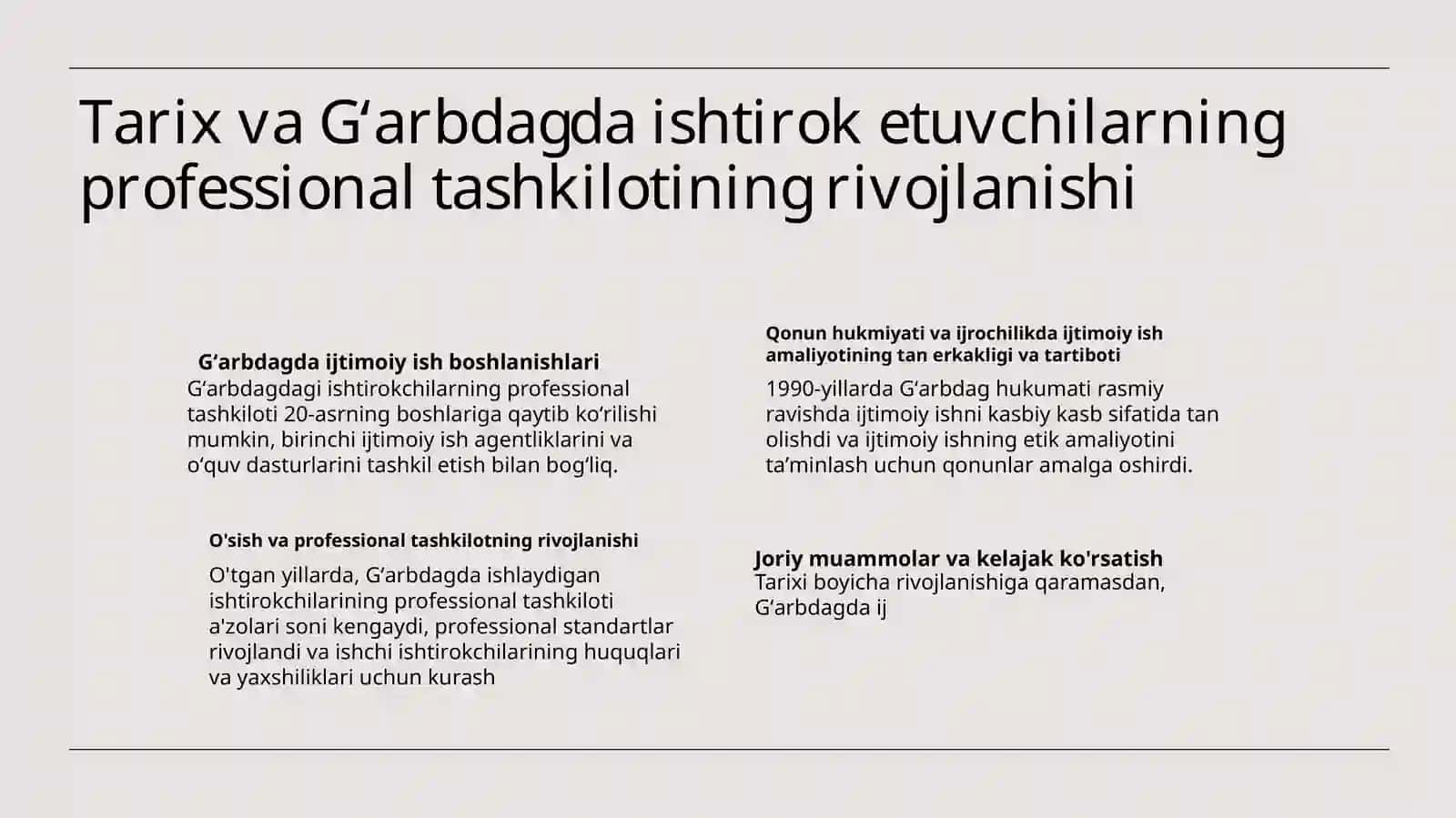Gʻarbdagi ishtimoiy ish xodimlarining profesiya tashkilotiga kirish 2