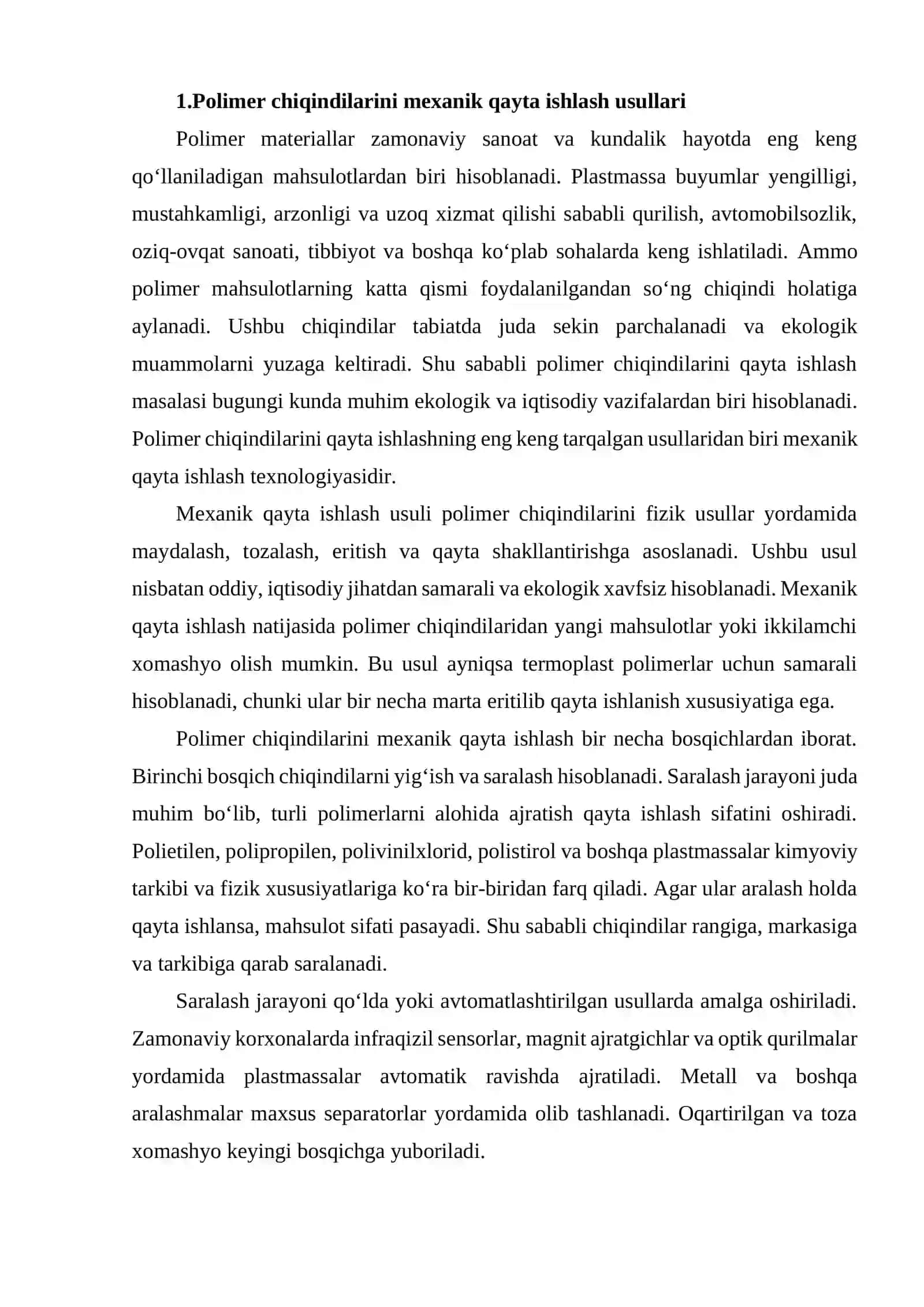 POLIMERLARNI QAYTA ISHLASHNING ASOSIY USULLARI 2