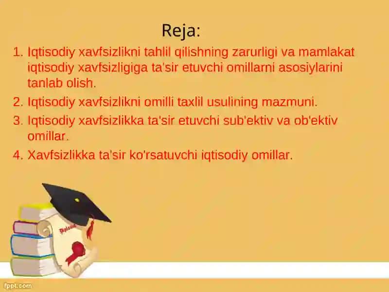 IQTISODIY XAVFSIZLIK OMILLARI 2