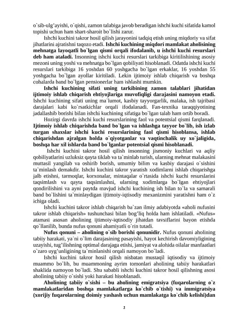 Ishchi kuchi va uni takror hosil qilish 2