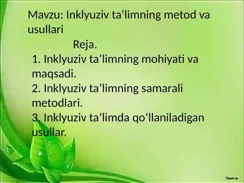 Inklyuziv ta'limning metod va usullari 2