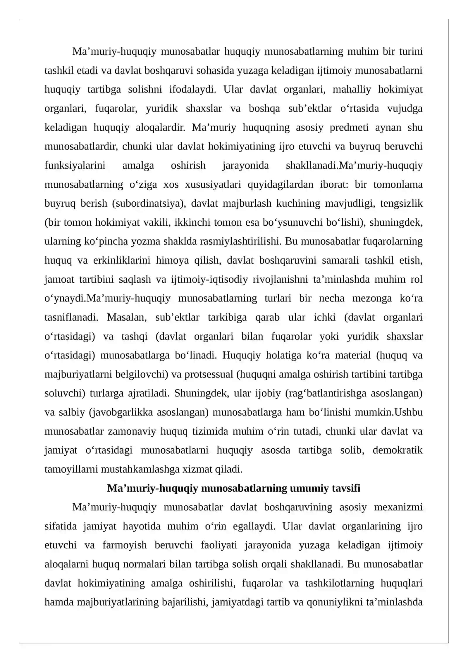Ma’muriy-huquqiy munosabatlar va ularning turlari 2