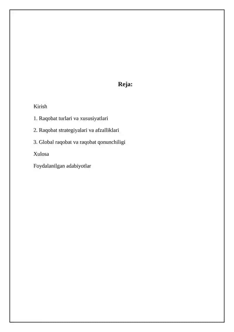 Raqobat turlari 2