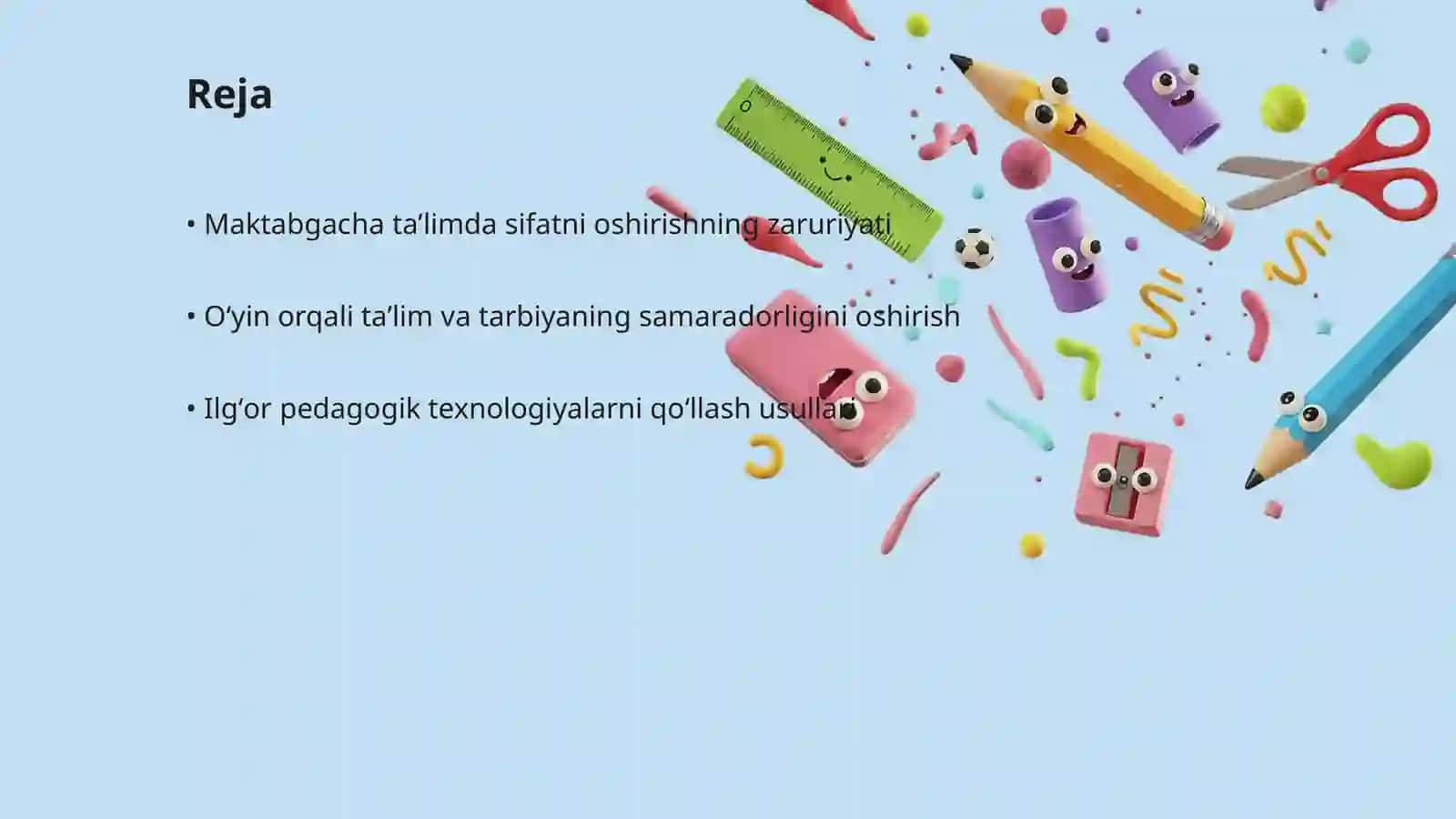 Maktabgacha taʼlim sifatini oshirish taʼlim tarbiya sifatini oshirish oʻyin va ilgʻor pedagogik texnologiyalarni qoʻllash 2