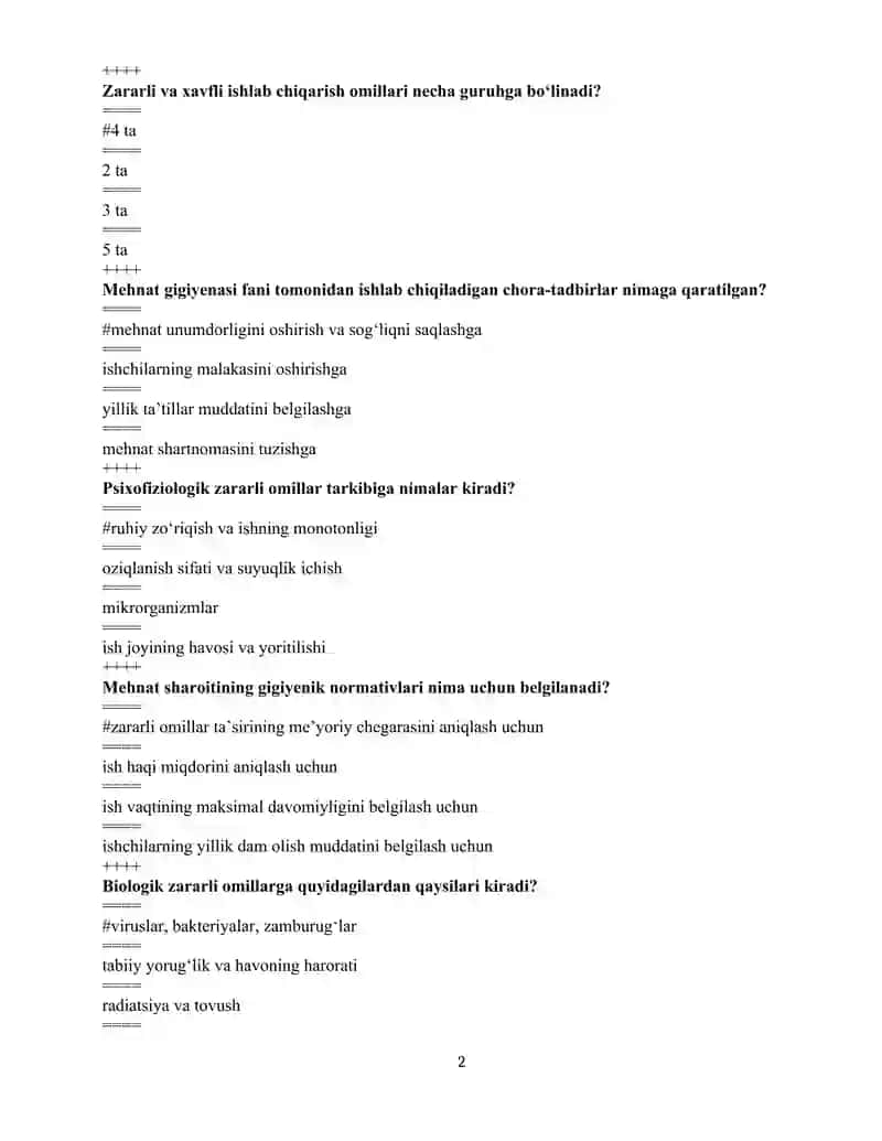 Mehnat gigiyenasi fani 2