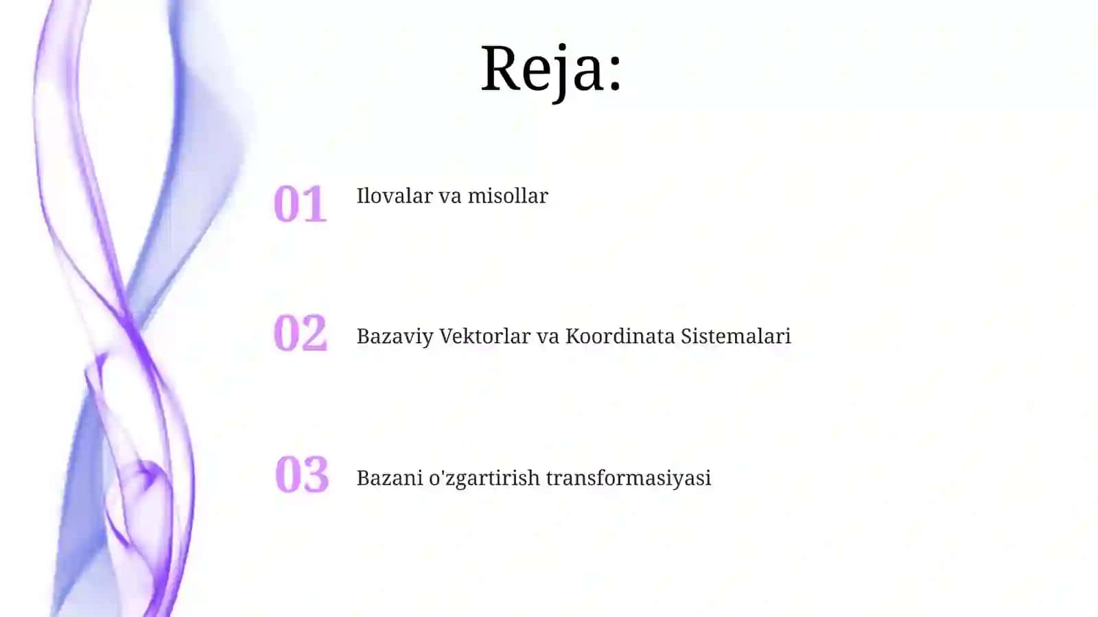 Bazaviy Vektorlar va Koordinata Sistemalari 2