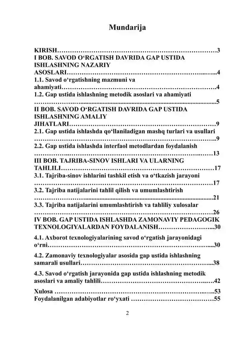 Savod o`rgatish davrida gap ustida ishlash 2