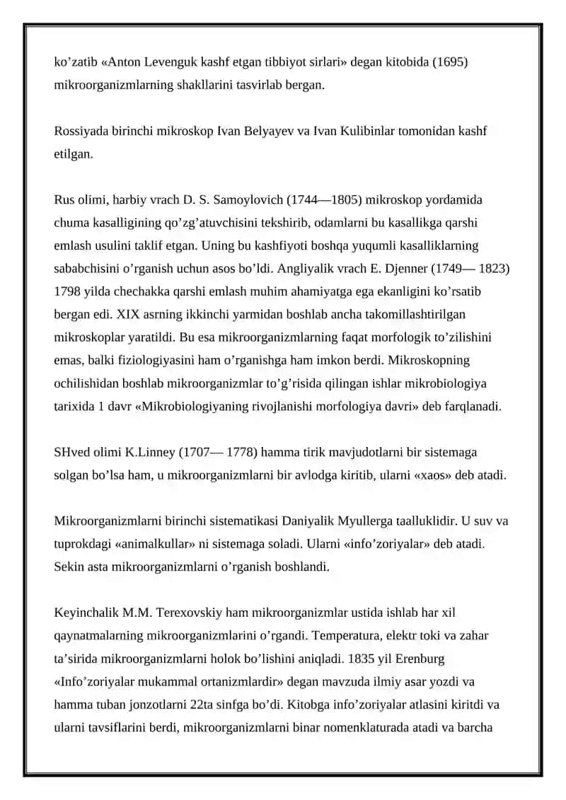 Mikrobiologiyani rivojlantirish tarixi 2