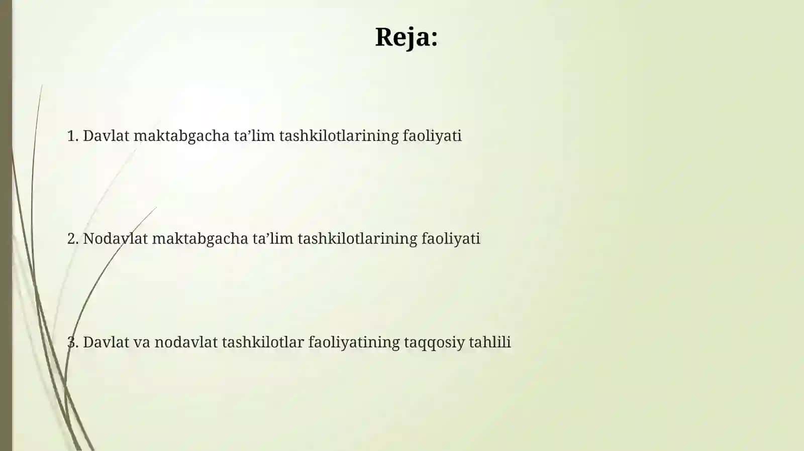 Davlat va nodavlat maktabgacha talim tashkiloti faoliyati 2