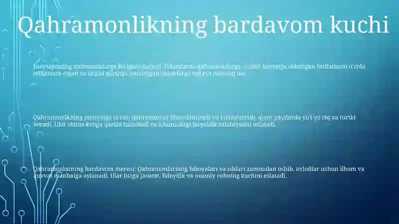 Qahramonlikning ahamiyati va merosiyati 2