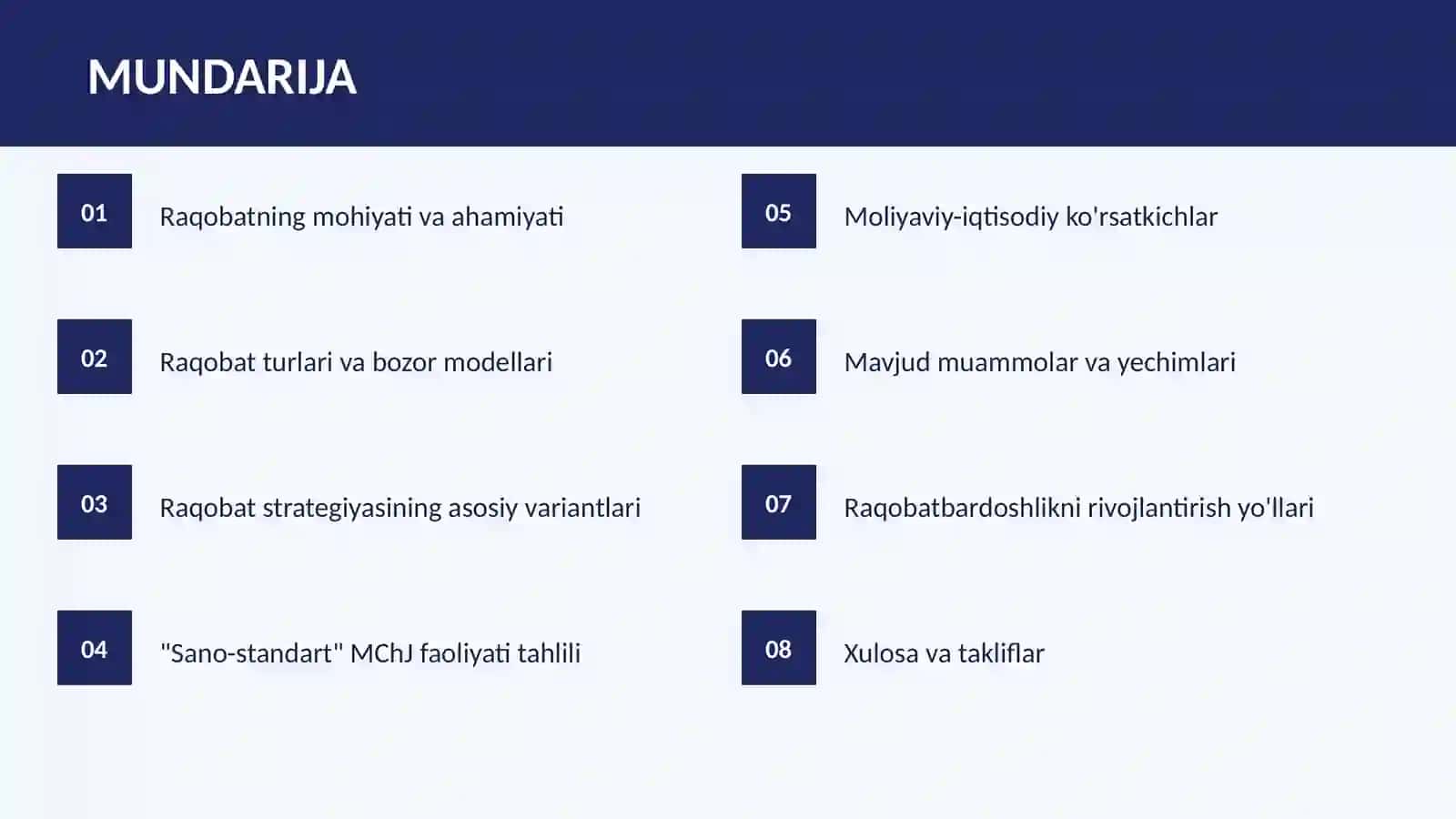 "Sano-standart" MChJ faoliyati tahlili 2