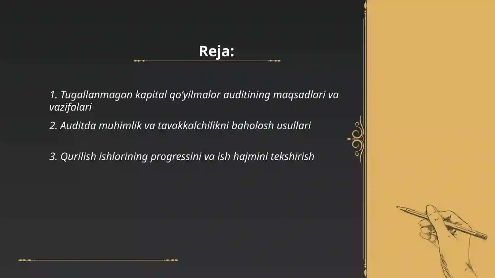 Tugallanmagan kapital qо‘yilmalar auditi 2