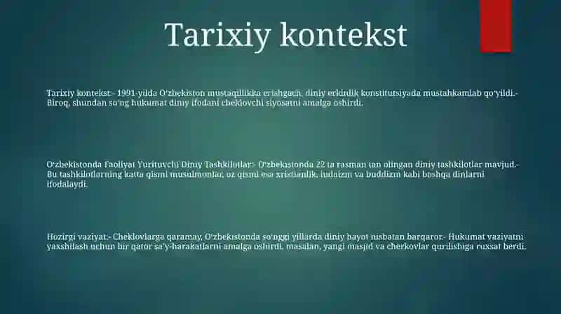 Oʻzbekistonda Faoliyat Yurituvchi Diniy Tashkilotlar 2