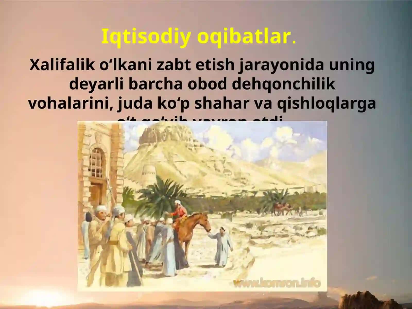 7-sinf O'zbekiston tarixi dars ishlanma. Movarounnahrda islom dinining yoyilishi 2