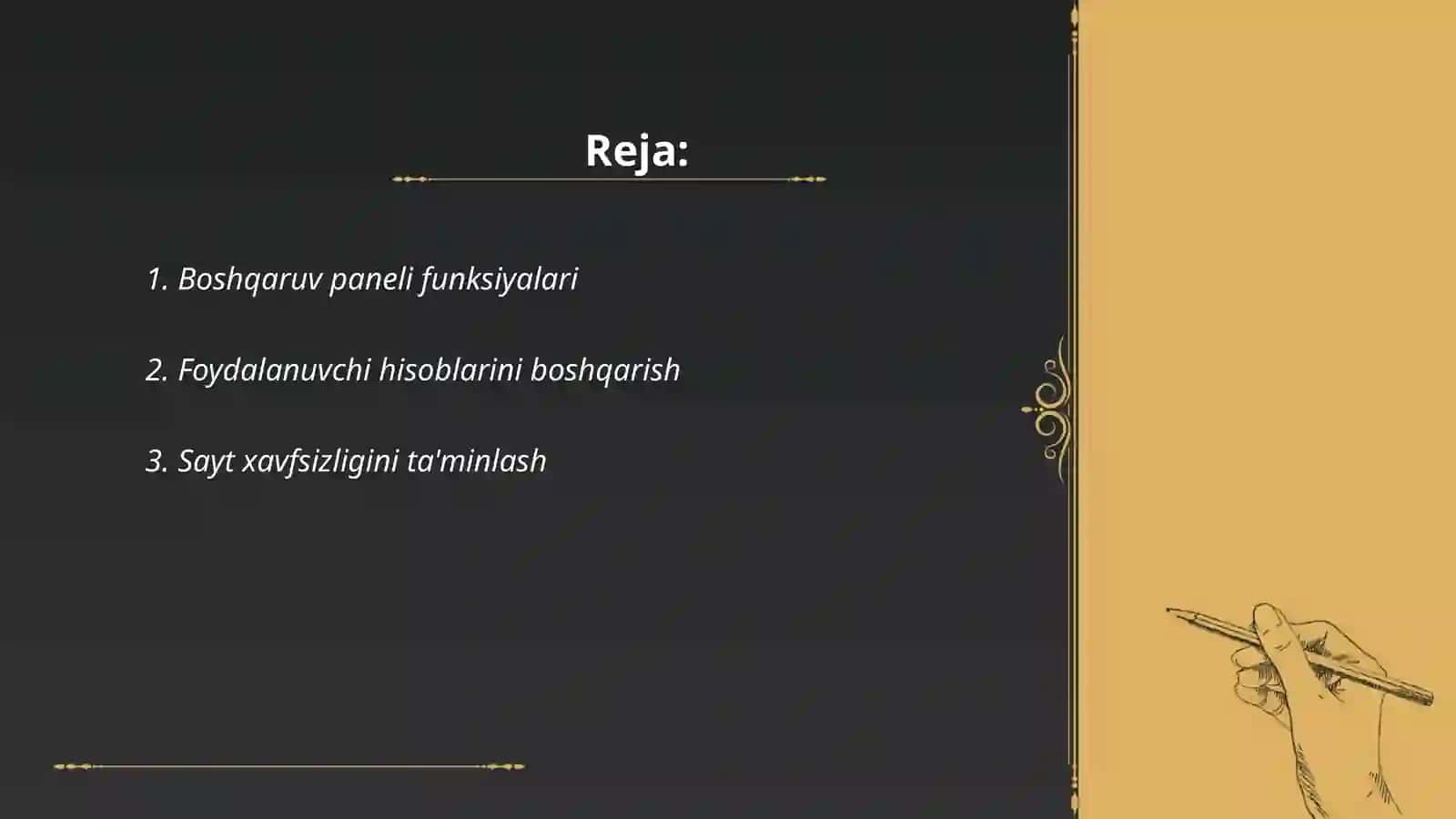 Boshqaruv paneli funksiyalari 2