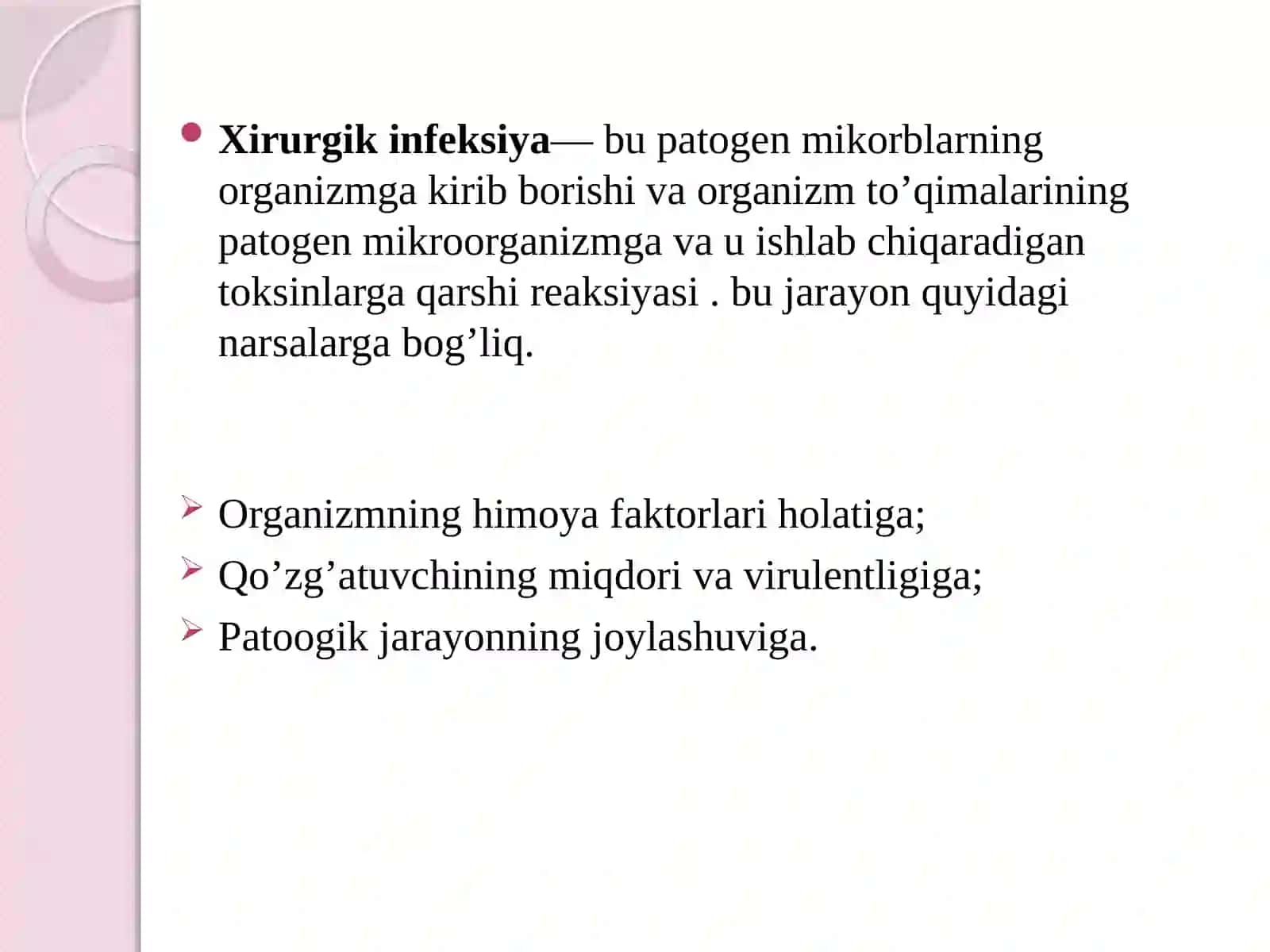O'tkir xirurgik infeksiya kassalliklari va yirringlib o'sqich-davolash 2