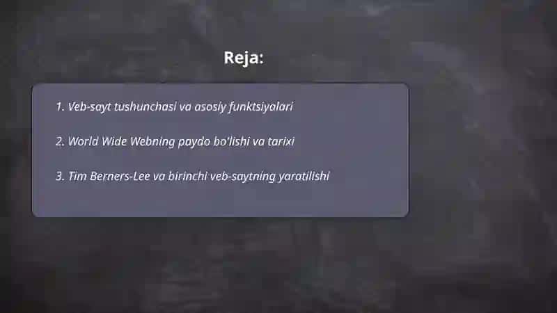 Veb-sayt bo'yicha malumot va uning tarixi 2