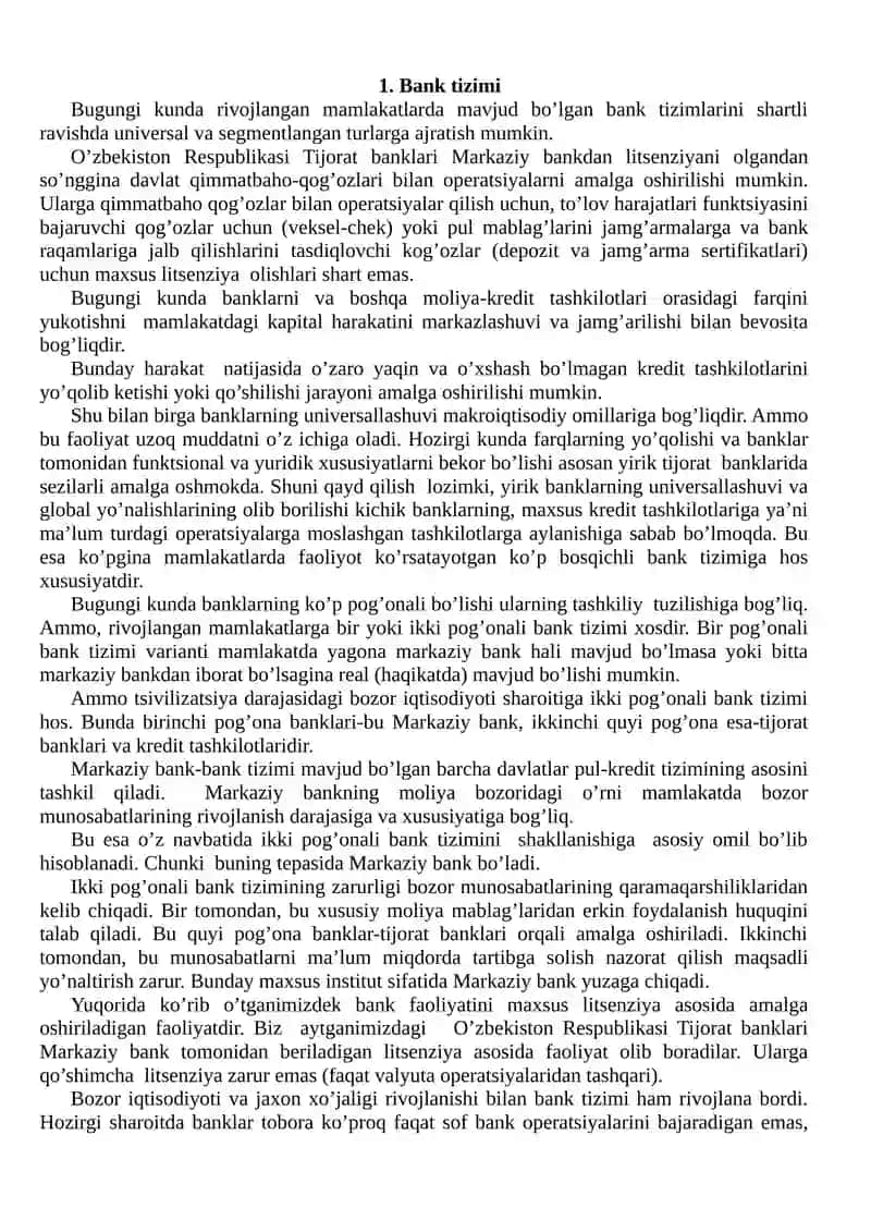 Moliya pul kredit tizimi 2