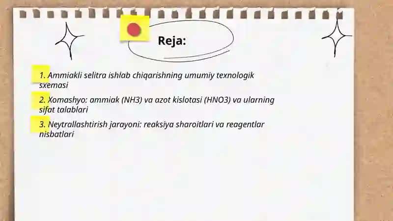 Ammiakli selitra ishlab chiqarish texonologiyasi 2