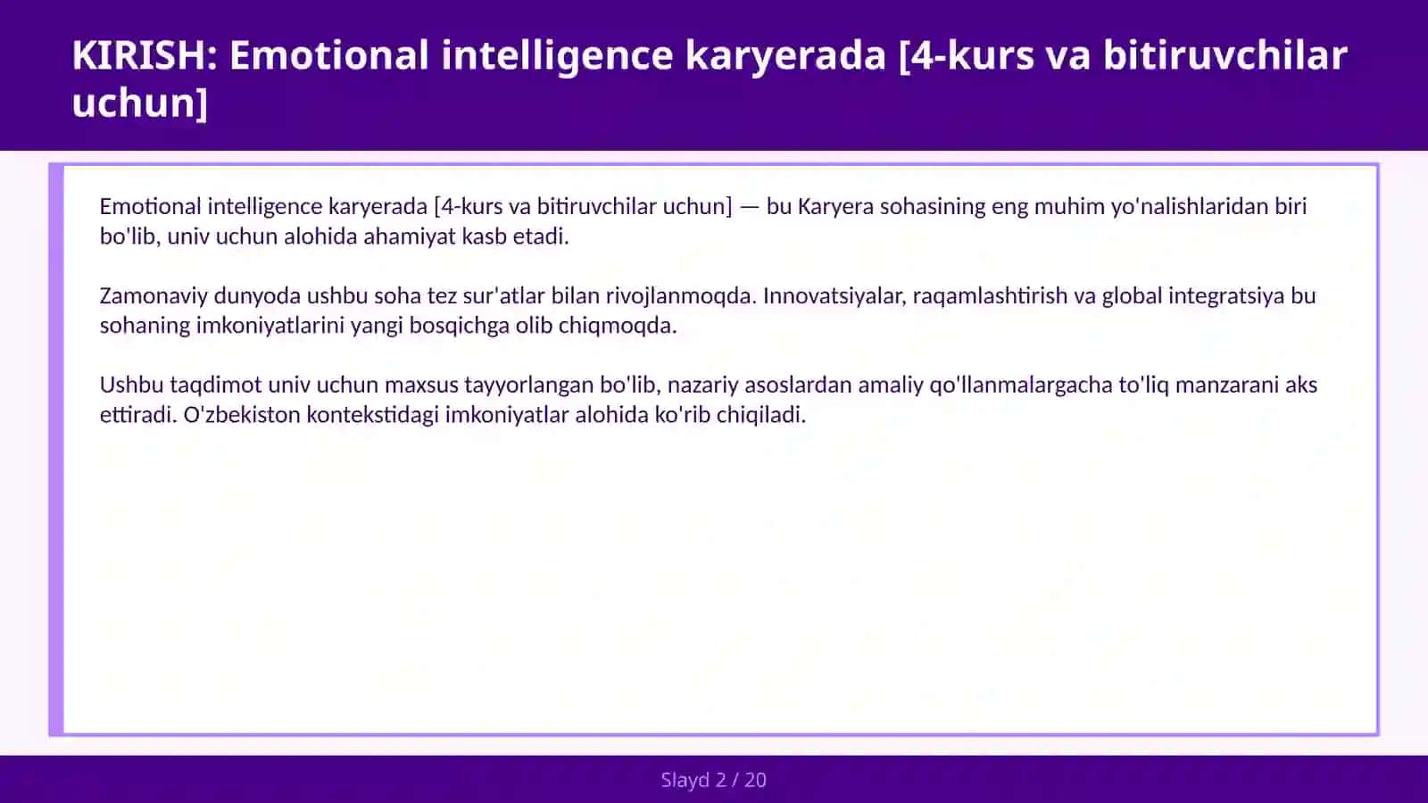 Emotional intelligence karyerada [4-kurs va bitiruvchilar uchun] 2